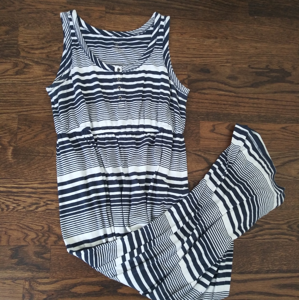 Blue and white stripe maxi dress
